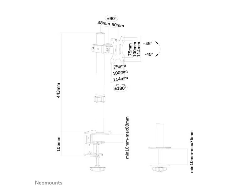 Neomounts by NewStar Tischhalterung FPMA-D510 bis 8 kg – Schwarz