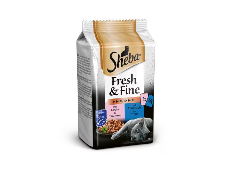 Sheba Nassfutter Fresh &amp; Fine in Sauce Fisch Variation, 72 x 50 g