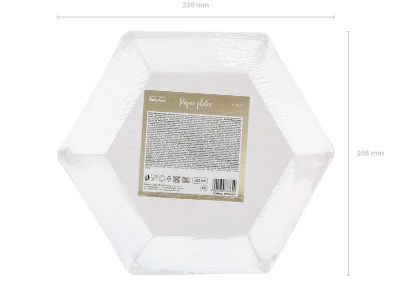Partydeco Einwegteller Blätter 23 cm, 6 Stück, Hellrosa