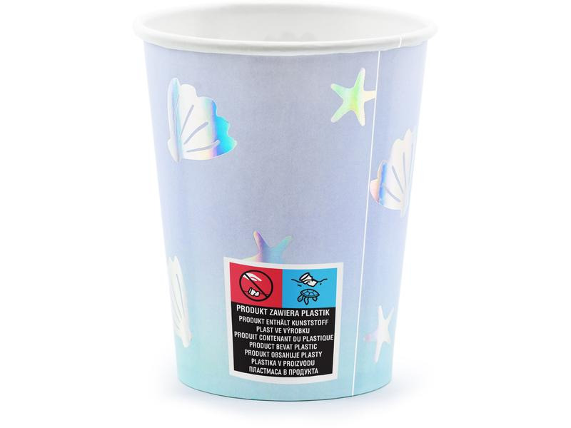 Partydeco Einwegbecher Narwal 220 ml, 6 Stück, Hellblau