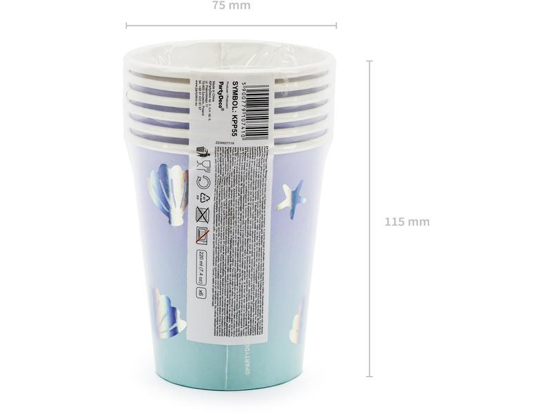 Partydeco Einwegbecher Narwal 220 ml, 6 Stück, Hellblau
