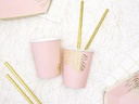 Partydeco Einwegbecher Blätter 220 ml, 6 Stück, Hellrosa