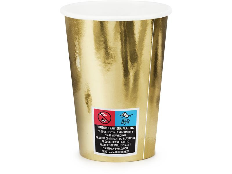 Partydeco Einwegbecher 220 ml, 6 Stück, Gold