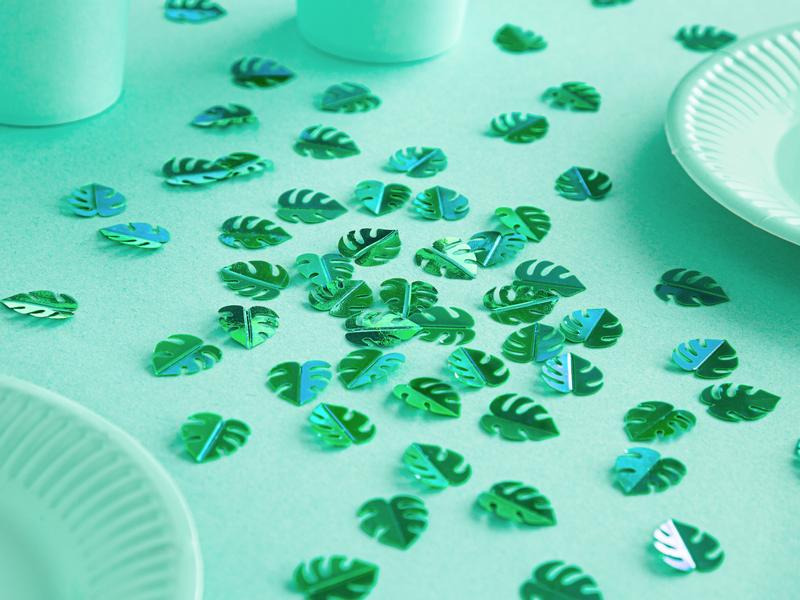 Partydeco Streudeko Aloha Blätter 15 g, Grün