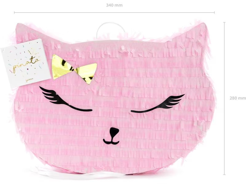 Partydeco Pinata Katze, 35 x 27 x 9 cm, Rosa, 1 Stück