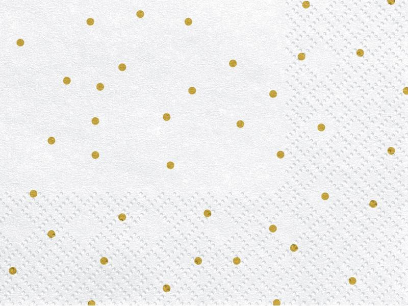 Partydeco Papierservietten Punkte 33 cm x 33 cm, 20 Stück, Weiss