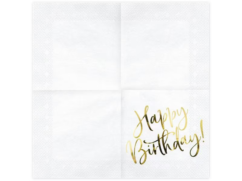 Partydeco Papierservietten Happy Birthday 33 cm x 33 cm, 20 Stück