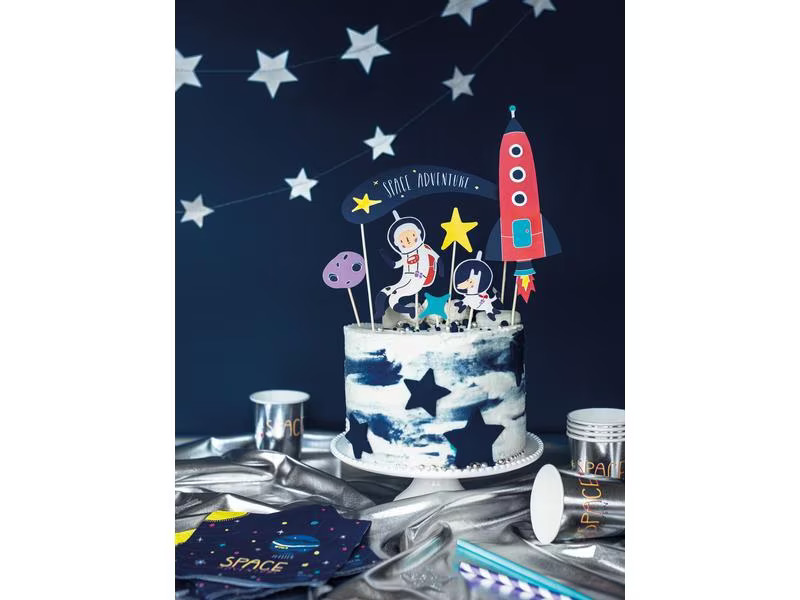 Partydeco Kuchen-Topper Kosmos 7 Stück, Mehrfarbig