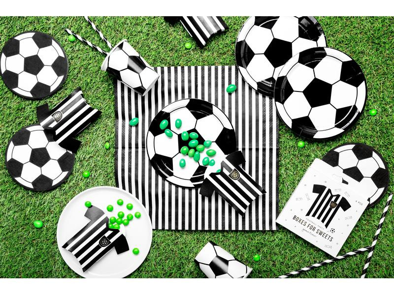 Partydeco Geschenkschachtel Fussballtrikot 6 Stück, Schwarz/Weiss