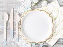 Partydeco Einwegteller mit Goldrand 18.5 cm, 6 Stück, Weiss