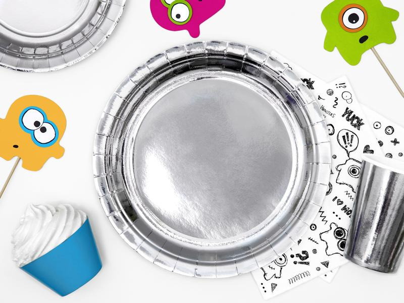 Partydeco Einwegteller Uni 23 cm, 6 Stück, Silber