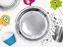 Partydeco Einwegteller Uni 23 cm, 6 Stück, Silber