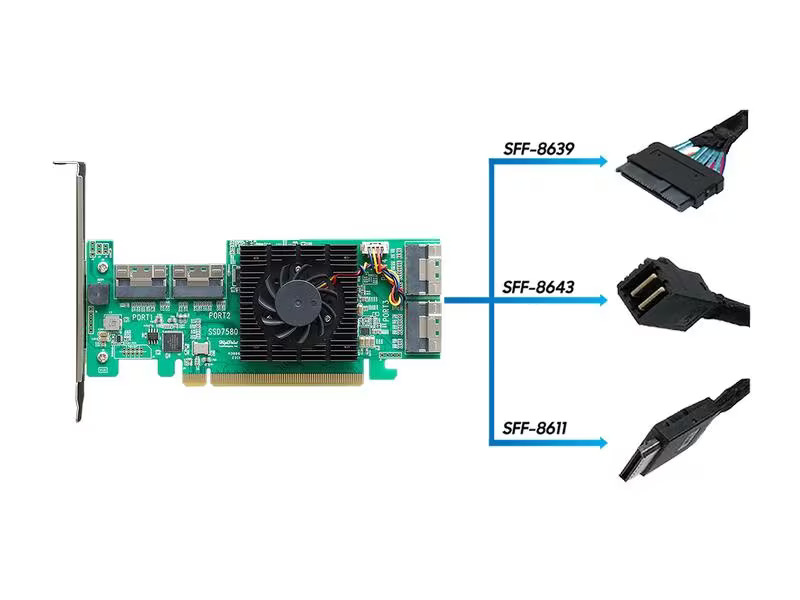 Highpoint NVMe/SAS/SATA Controller SSD7580B
