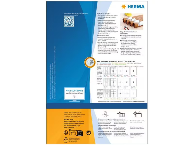 HERMA Outdoor-Etiketten 99.1 x 67.7 mm, 80 Blatt
