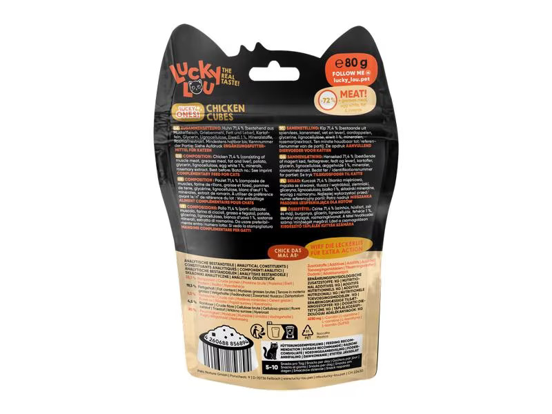 Lucky Lou Katzen-Snack Lucky Ones Cubes Huhn, 8 x 80 g