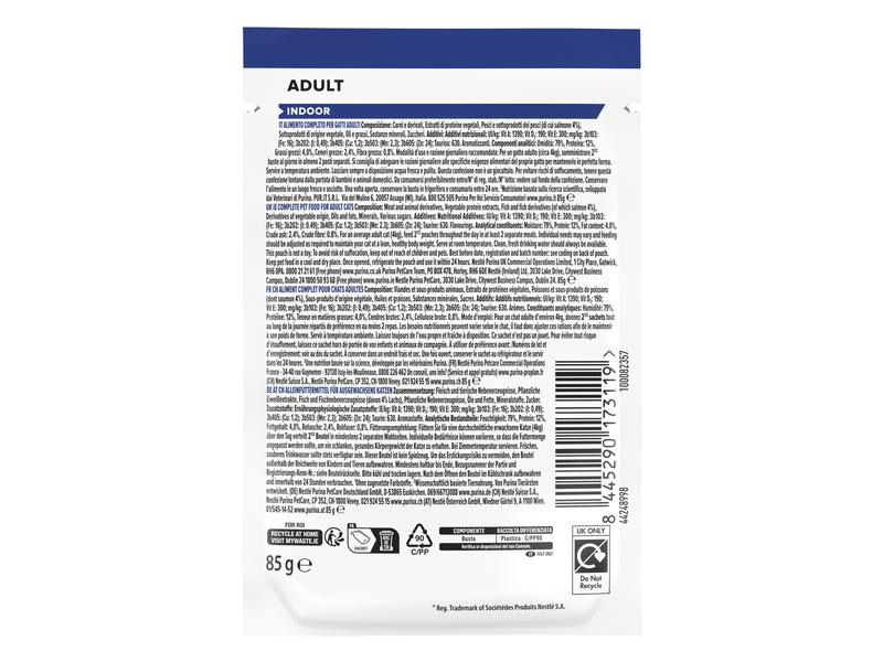 Purina Pro Plan Nassfutter Adult Indoor Lachs in Sauce, 85 g