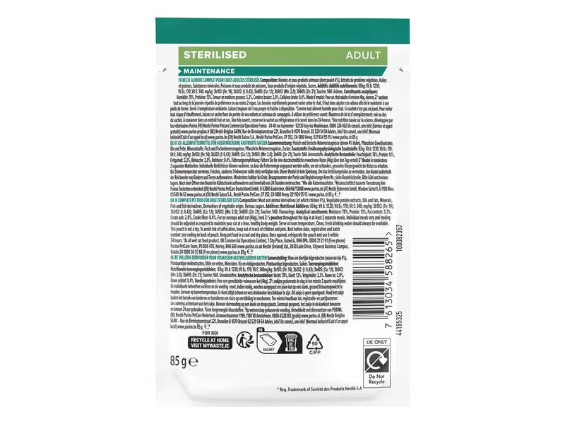 Purina Pro Plan Nassfutter Nutrisavour Sterilised Huhn in Sosse, 85 g
