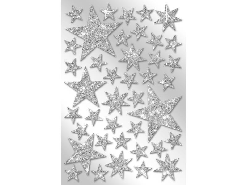 Braun + Company Weihnachtssticker Glitzersterne, Silber