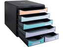 Exacompta Schubladenbox Big-Box Maxi 6 Schubladen, Mehrfarbig Aquarel