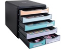 Exacompta Schubladenbox Big-Box Maxi 6 Schubladen, Mehrfarbig Aquarel