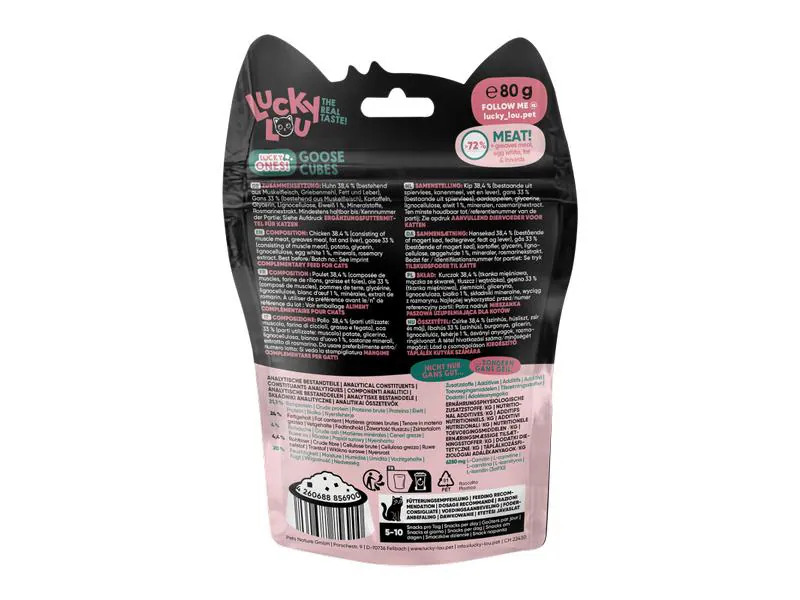 Lucky Lou Katzen-Snack Lucky Ones Cubes Huhn &amp; Gans, 8 x 80 g