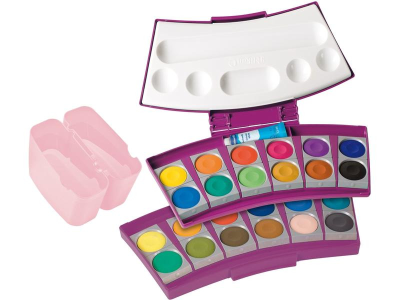 Pelikan Leuchtfarbe Deckfarbkasten 24 Farben, Beere und Rosa