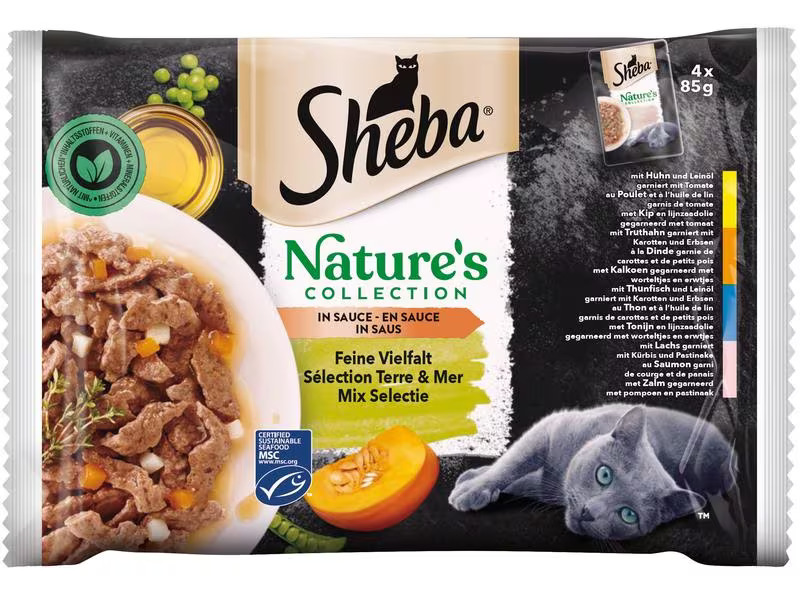 Sheba Nassfutter Natures Collection Sauce – Feine Vielfalt, 4x85 g