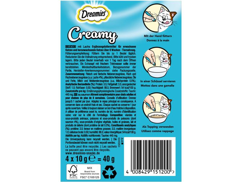 Dreamies Katzen-Snack Creamy Lachs, 4 x 10g