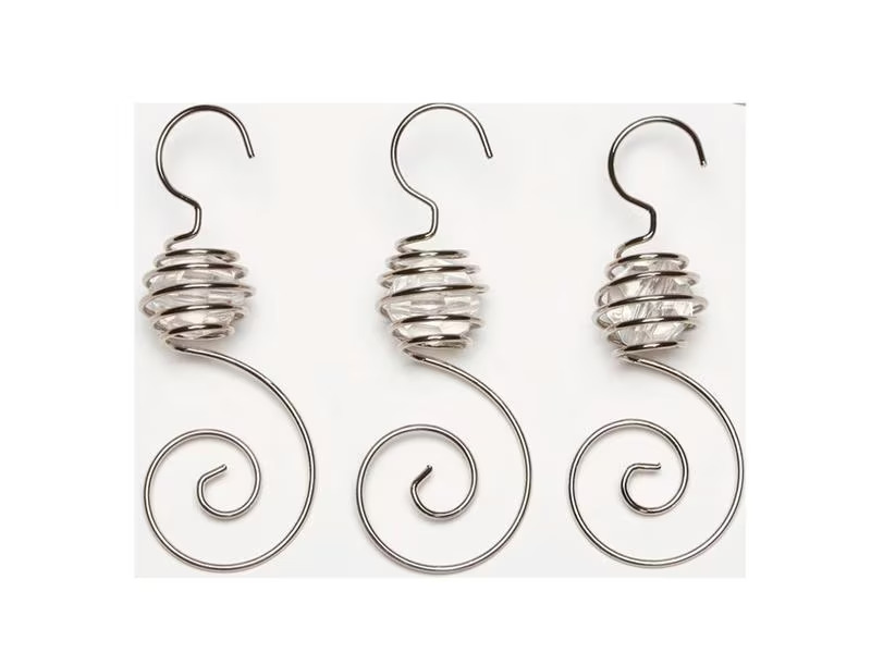 INGES CHRISTMAS DECOR Spiralhänger mit Perle 7 cm Silber, 6 Stück