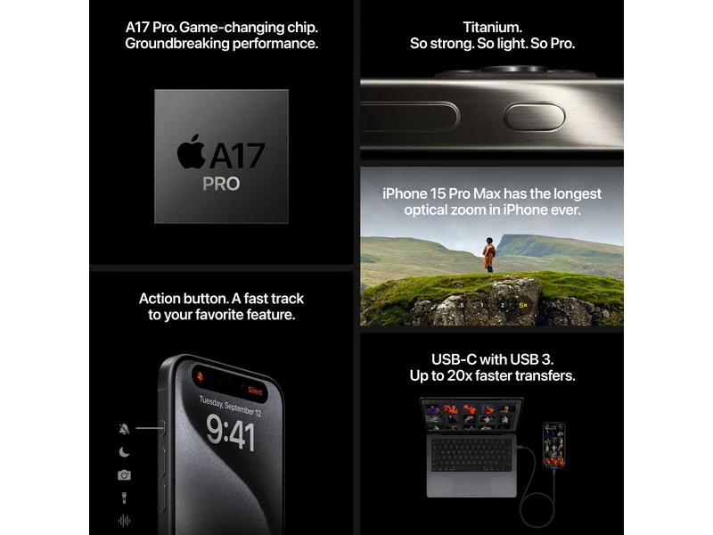 Apple iPhone 15 Pro Max 256 GB Titan Schwarz