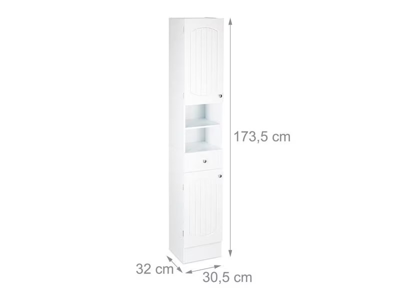 relaxdays Badezimmerregal 173.5 x 30.5 x 32 cm, Weiss