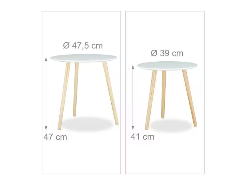 relaxdays Beistelltisch 2er Set, Braun/Weiss