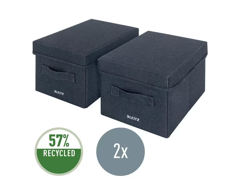 Leitz Faltbox Fabric Dunkelgrau, 2er Pack