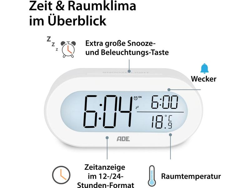 ADE Digitalwecker Weiss