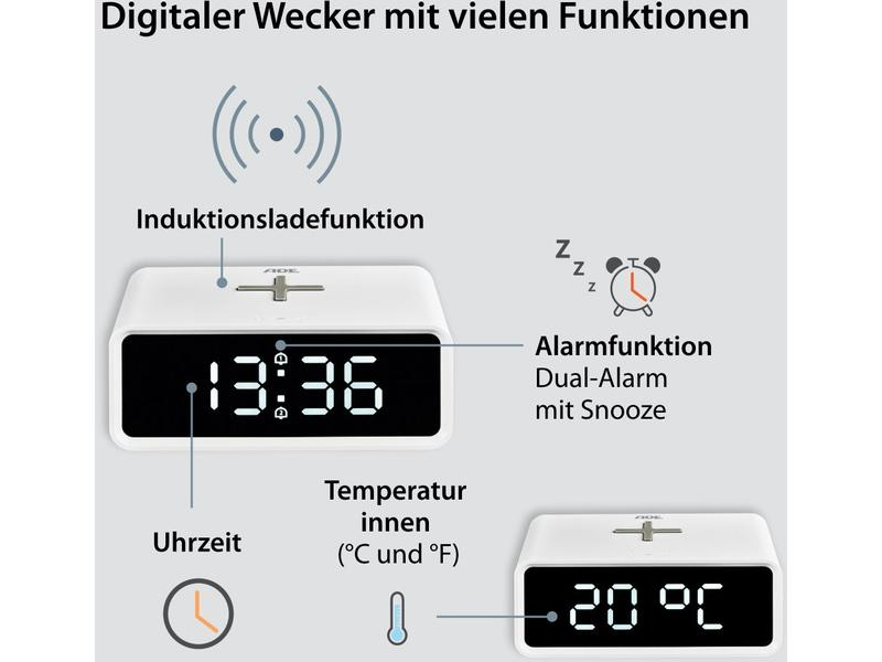 ADE Digitalwecker mit Temperaturanzeige