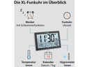 ADE Funk-Wanduhr XL, Schwarz