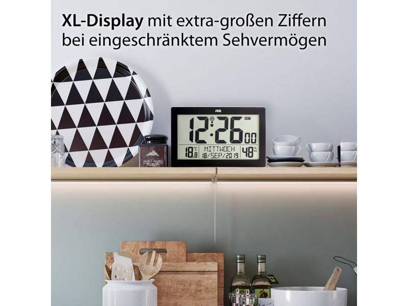 ADE Funk-Wanduhr XL, Schwarz