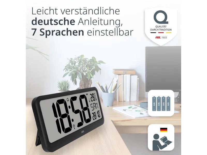 ADE Funkuhr Schwarz
