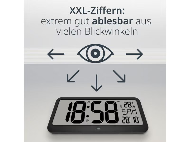 ADE Funkuhr Schwarz