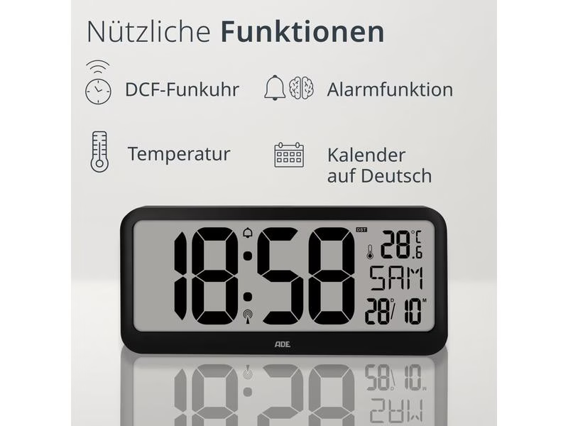 ADE Funkuhr Schwarz
