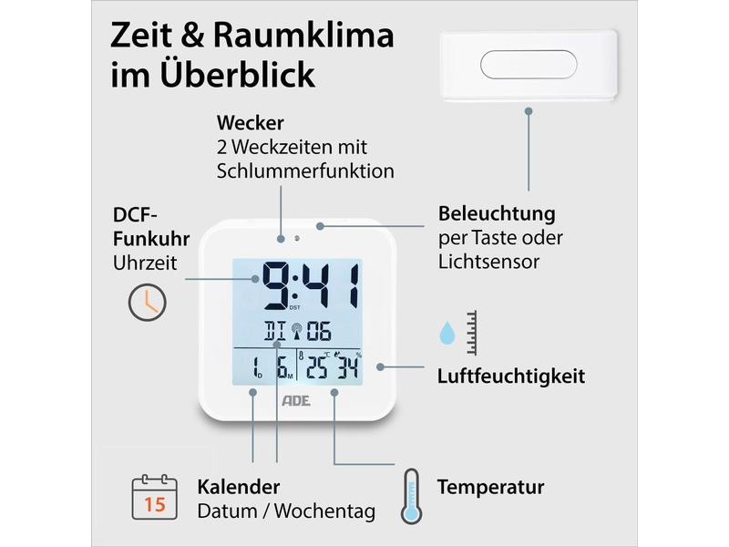 ADE Funkwecker mit Nachtlichtsensor