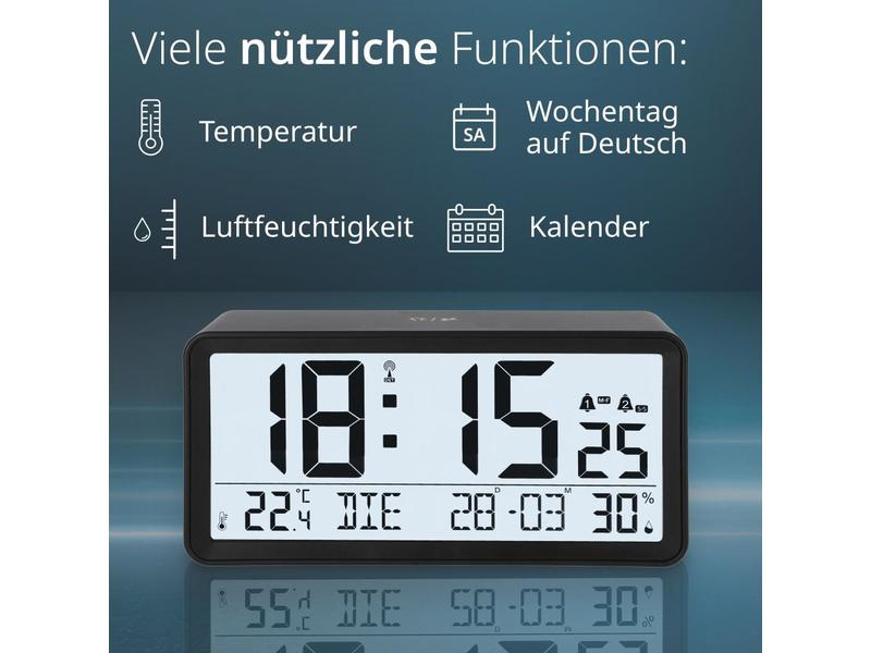 ADE Tischuhr Schwarz