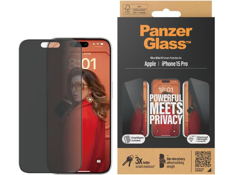Panzerglass Displayschutz Ultra Wide Fit Privacy iPhone 15 Pro Max