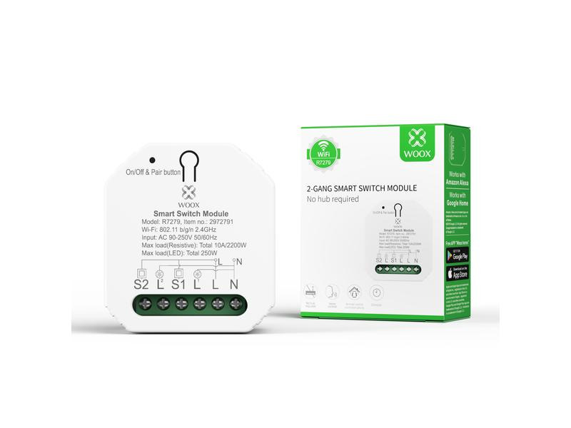WOOX WiFi Smart Switch R7279, 230 V, 10A, 2300W Weiss