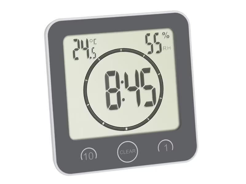TFA Dostmann Funkuhr mit Timer Weiss