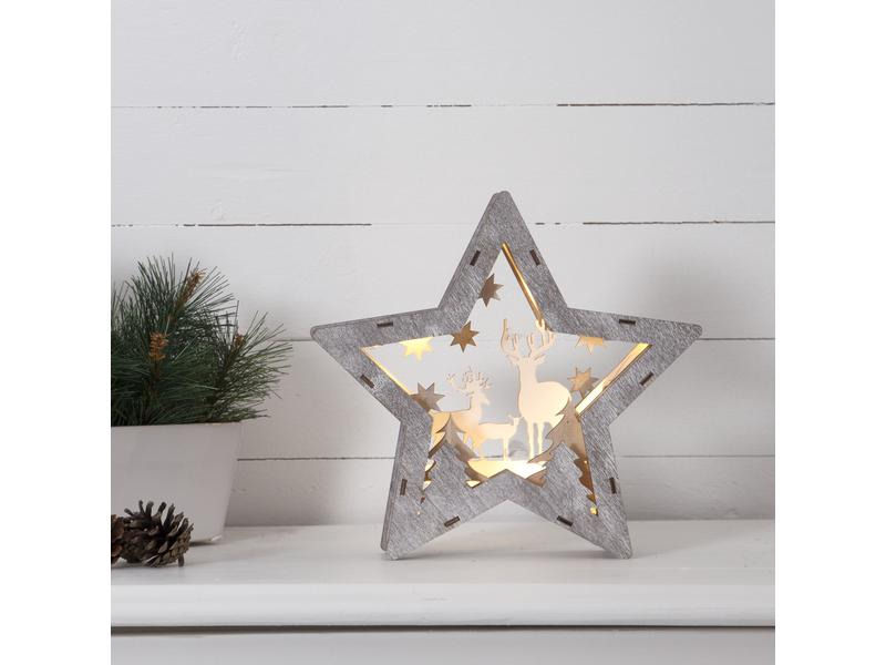 Star Trading Tischdeko Fauna Stern 25 cm, Holz