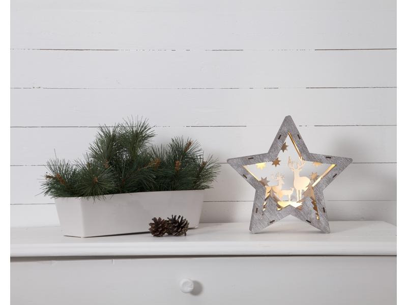 Star Trading Tischdeko Fauna Stern 25 cm, Holz