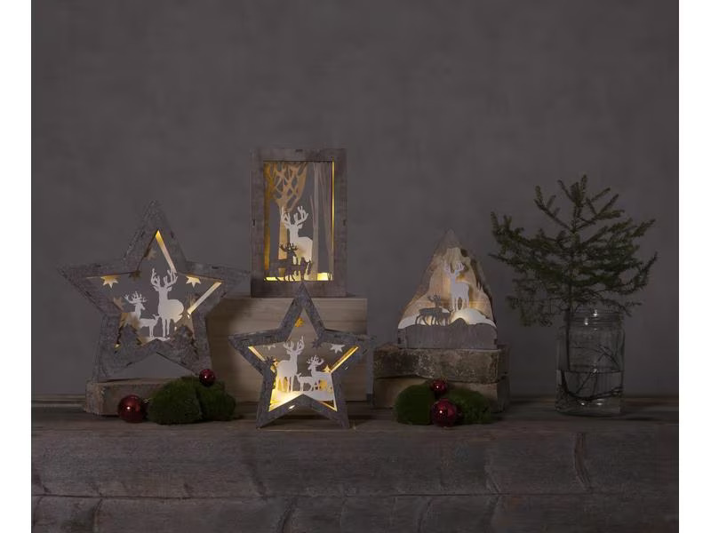 Star Trading Tischdeko Fauna Stern 25 cm, Holz