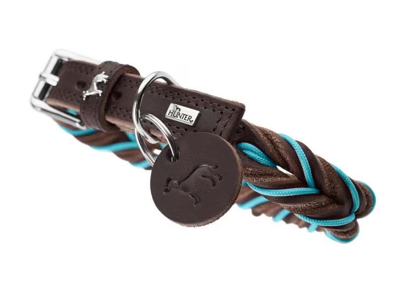 Hunter Halsband Solid Education Cord, S (40), Dunkelbraun/Türkis