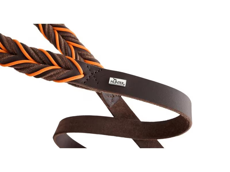 Hunter V-Führleine Solid Education Cord, 20/200, Dunkelbraun/Orange